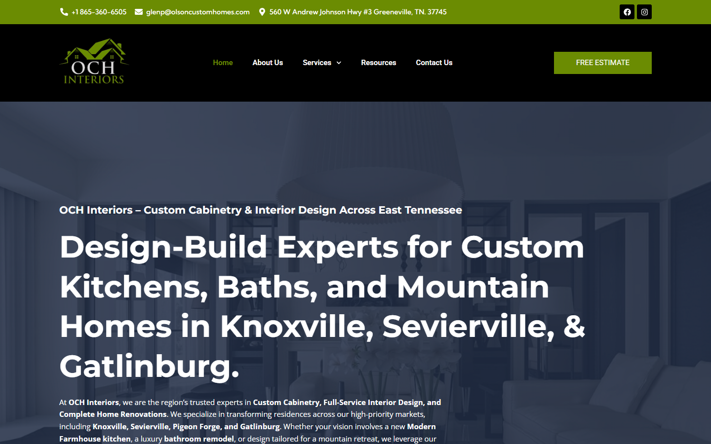 OCH Interiors website screenshot
