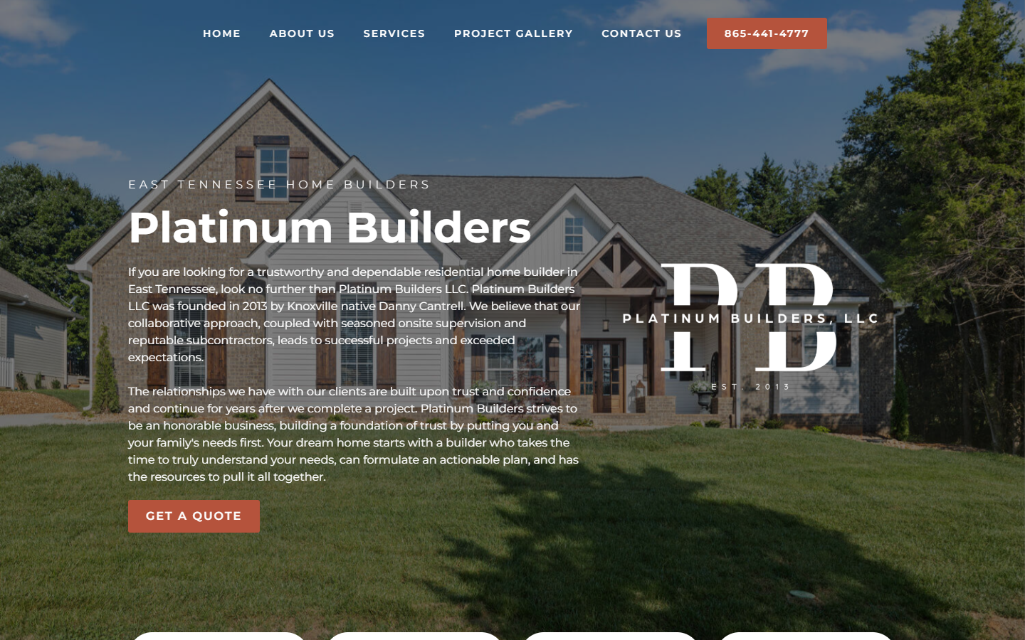 Platinum Builders TN website screenshot